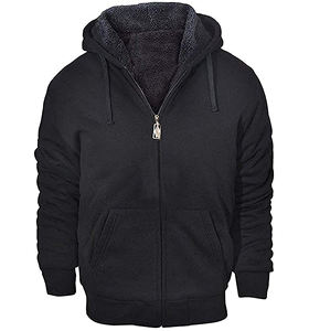 <b>Men's</b> Custom Logo Casual Print <b>Sherpa</b> Fleece Pullover Hoodie Heavyweight 100% Cotton Winter <b>Jacket</b> Thicker Warmer for Outdoor - Product Image 1