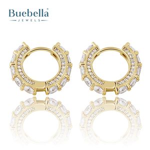 Pendientes de Aro Huggie de Plata de Ley 925 con Oro Blanco de Lujo BUEBELLA JEWELS para Hombre, Estilo Hiphop, 17x16 mm, con Diamantes Brillantes - Product Image 2