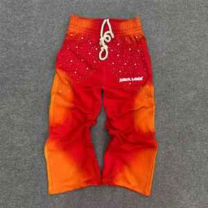 Pantalon de survêtement décontracté pour homme, streetwear, poids lourd, coton 380 g/m², coupe ample, jambe droite, jogger, délavé au soleil, strass - Product Image 3