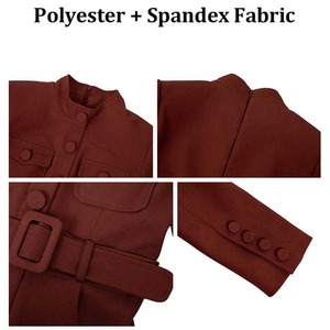 Vente en gros Nouvelle collection Printemps Femme Blazer tailleur bordeaux noir marron professionnel de bureau avec ceinture 2026 - Product Image 4