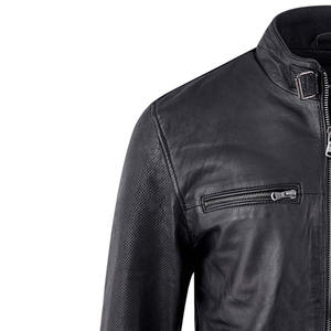 Vêtements d'extérieur en cuir véritable à fermeture éclair pour hommes, manteaux à col montant, nouveautés, vestes en cuir pour hommes, meilleures ventes, dernière mode - Product Image 3