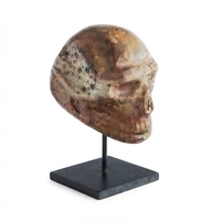 Sculpture d'animal en bois artisanale moderne sculptée en teck rustique avec base en métal, pièce d'appoint de table, décoration d'intérieur, unité de présentation