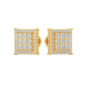 2025ต่างหูเม็ดเดี่ยวทรงสี่เหลี่ยมสีทอง10K 14K 18K สุดหรูสำหรับผู้หญิงและผู้ชาย - Product Image 1