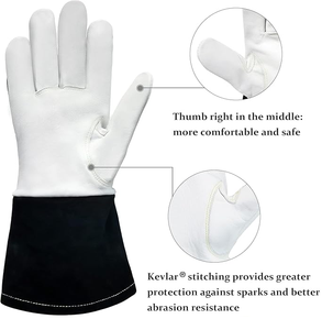 Gants de soudage TIG en cuir avec protection contre les coupures Caiman Gants de soudage Kontour en grain de chèvre blanc/or - Product Image 5