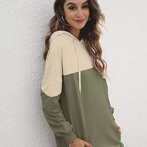 Sudadera con capucha informal sólida de cuello redondo para mujer, gris holgado con logotipo personalizado bordado, sudadera deportiva de yoga al por mayor - Product Image 6