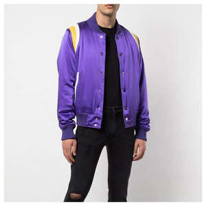 Chaqueta de bombardero Varsity de satén personalizada para hombre, chaqueta de servicios de material Bomber Letterman de satén personalizada para hombre, venta al por mayor - Product Image 4