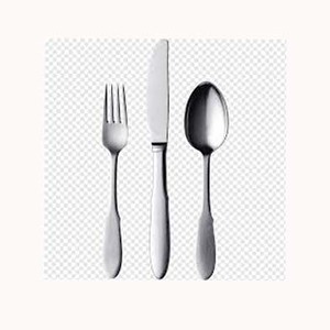 Ustensile de service des aliments ensemble de vaisselle fantaisie de style occidental en acier inoxydable argent mat poli longue poignée de créateur - Product Image 1