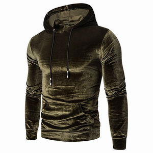 Venta al por mayor 100% algodón terciopelo pulóver sudaderas con capucha para hombres diseño personalizado y logotipo casual invierno pulóver con capucha - Product Image 1