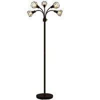 Lampadaire en métal produit exclusif avec finition noire et 2 niveaux debout intérieur bureau maison chambre lampe latérale décorative