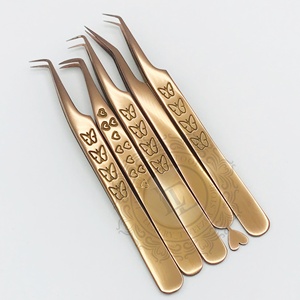 Nouvelle conception meilleure vente chaude Rose or revêtement Plasma extension de cils pince à épiler durable qualité supérieure étiquette personnalisée - Product Image 5