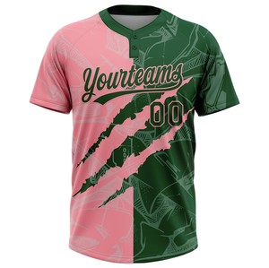 Maillot de softball de haute qualité 100% polyester à deux boutons, col rond, respirant, avec nom d'équipe personnalisé, prêt pour le jeu - Product Image 3