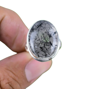 แหวนสเตอร์ลิงทำด้วยมือเงินแท้925แหวนสเตอร์ริงเงินแท้925เครื่องประดับแหวนแฟชั่นธรรมชาติประทับ - Product Image 1