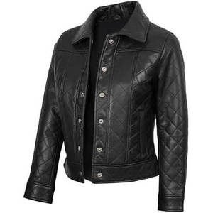Chaqueta de Cuero Acolchada Informal para Mujer - Product Image 1