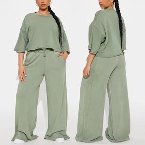 Vente flash Ensemble deux pièces pour femmes Ensemble de shorts Y2K Tenue Pantalon large Vêtement de détente 100% coton Écologique Homeward Daily - Product Image 6