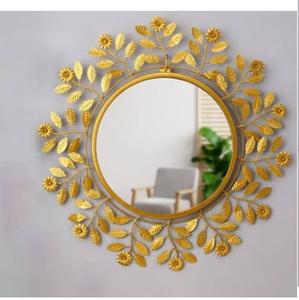 Miroir mural décoratif de luxe, finition plaquée or, grande forme personnalisée, cadre en métal, à vendre - Product Image 5