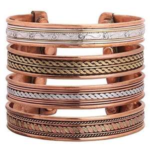 Manchette magnétique croix chrétienne en cuivre pur unisexe vintage pour bracelet bijoux de guérison à la mode des états-unis - Product Image 1