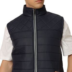 Men's OEM Custom Wholesale Puffer Vest - Solid Color Sleeveless Padded Breathable Outdoor Gilet Great for Stylish Winter Look - Product Image 3