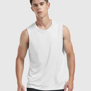 Camiseta sin mangas de punto de algodón y poliéster de secado rápido para hombre con logotipo personalizado Camisetas sin mangas de diseño suelto de verano Chaleco deportivo - Product Image 1