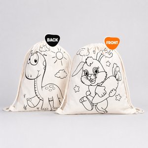Lot de 5 sacs à dos à cordon de serrage style dessin animé, 14x16, personnalisables avec marqueur textile, logo personnalisé, ensemble amusant pour usage quotidien et publicité - Product Image 2