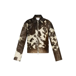 Chaqueta Bomber de Cuero con Pelo de Vaca Personalizada para Mujer, Tejido Transpirable, Logotipo de Parche Universitario - Product Image 5