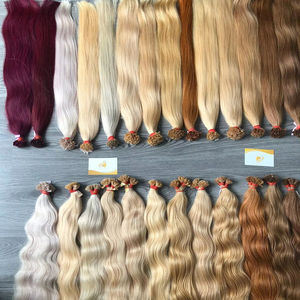 Puntas planas de queratina italiana 100% Extensiones de cabello Remy vietnamita crudo Color claro Cinta frontal preadherida Estilo ondulado - Product Image 1