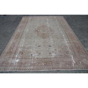 9.8x13.6 ft Vintage Turkish Rug, Oversize Rug, <b>Brown</b> Blue Floral <b>Wool</b> Rug - Product Image 1