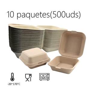 กล่องรูปทรงเปลือกหอย 500 ชิ้น - กล่องแซนวิชสำหรับแฮมเบอร์เกอร์จากอ้อย ทำจากวัสดุชานอ้อยที่ทนทาน - Product Image 4