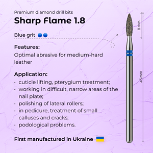 Electric Diamond <b>Nail</b> Bit Sharp Flame 1.8mm Blue Grit for Professional <b>Nail</b> Technicians - Product Image 3