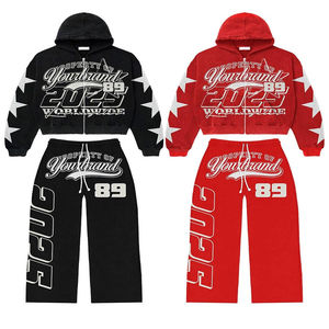 Ensemble de survêtement lourd délavé à l'acide pantalon de survêtement à capuche vintage personnalisé haute qualité Logo imprimé Streetwear Style Plus solide - Product Image 6