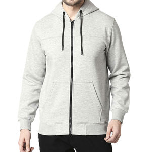 Sweat-shirts d'hiver pour hommes élégants et tendance, coupe classique, fermeture éclair, 100% coton molletonné, respirant, uni, teinture unie, logo personnalisé sur le devant - Product Image 3