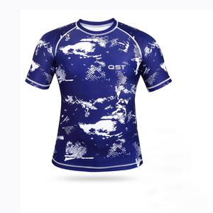 QST personnalisé Jiu Jitsu Kimono Rash Guard bleu MMA combat impression par sublimation Stretch karaté UFC Muay Thai Arts martiaux porter OEM - Product Image 1