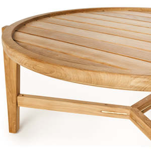 Round Minimalist Teak <b>Coffee</b> <b>Table</b> Tea Side <b>Table</b> for Living Room and Patio Furniture - Product Image 3