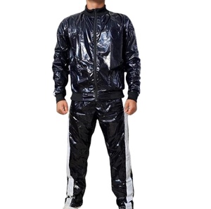Sudadera con capucha de manga larga con cremallera lateral y bolsillos, conjunto deportivo de lana para hombre, conjunto de dos piezas con cremallera en contraste. - Product Image 3