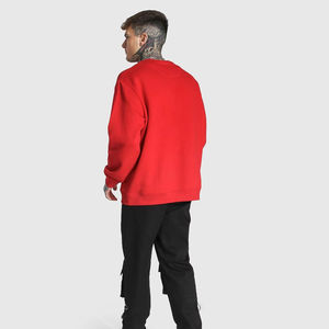 <b>Red</b> Oversized <b>Mens</b> Crewneck Sweatshirt Featuring Vibrant Statement Color Relaxed Fit Design Soft Fabric - Product Image 4