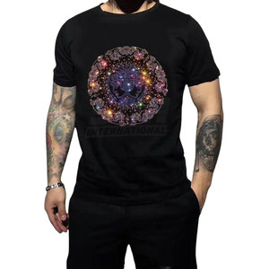 T-shirt da uomo taglie forti <span class=keywords><strong>con</strong></span> <span class=keywords><strong>stampa</strong></span> unica e strass, 100% cotone, vestibilità ampia, ecologica, traspirante, ad asciugatura rapida, per vendita <span class=keywords><strong>online</strong></span> - Product Image 2