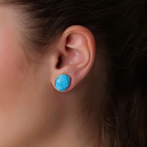 ต่างหูทรงหยดน้ำรูปไข่ประดับด้วยเทอร์ควอยซ์ทำมือ ชุบทอง 18K วัสดุทองเหลือง ดีไซน์หรูหรา ทันสมัย ประดับด้วยอัญมณีธรรมชาติ เหมาะสำหรับงานแต่งงาน ผู้หญิง - Product Image 6