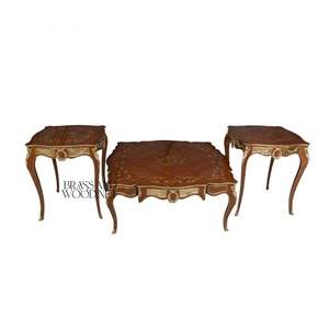 Juego de Mesa de Centro y Mesa Auxiliar de Madera Ornamentada de Lujo - Product Image 1