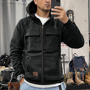 Custom Hooded Padded <b>Utility</b> <b>Jacket</b> for <b>Men</b> Winter Warm Zip-Up Workwear Hoodie with Multi Pockets Wholesale Outdoor <b>Jacket</b> - Product Image 4