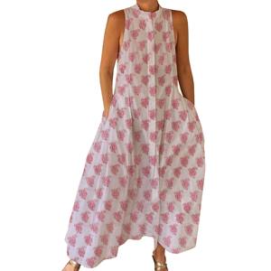 Mono de Algodón 100% con Estampado Floral, Mono de Algodón Puro Hecho a Mano, Éxito de Ventas, Mono Informal de Verano - Product Image 1