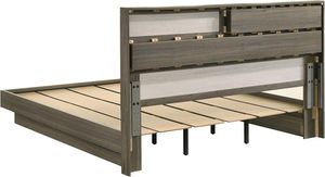 Fenwick Khung giường bằng gỗ hiện đại cỡ Đông <span class=keywords><strong>King</strong></span> Khung Giường Giường gỗ sồi Xám/hạnh nhân 48 inch Giường đồ nội thất gia đình - Product Image 6