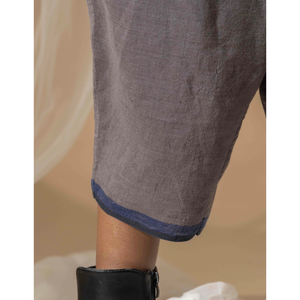 กางเกงผ้าลินินสีเทาสำหรับผู้หญิง MAHIRA ระบายอากาศได้ดี ทรงขากว้าง สไตล์ลำลอง เอวยางยืด ระดับกลางลำตัว สีวอช - Product Image 4