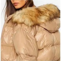 Veste d'hiver matelassée brillante pour homme, style décontracté, col montant, coupe courte, avec imprimé dessin animé et logo frontal