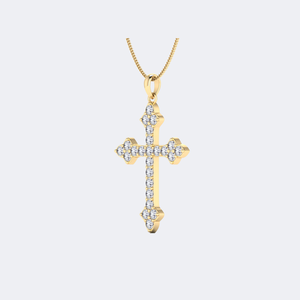 Collar con Colgante de Cruz de Diamantes Redondos de 2.65CTW, Engastado en Oro Sólido, Joyería Religiosa, Cruz Clásica para Mujeres y Hombres - Product Image 3