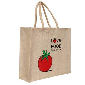 Bolsa de almuerzo de yute ecológica hecha a medida al por mayor bolsa de asas resistente reutilizable plegable para ir de compras - Product Image 1