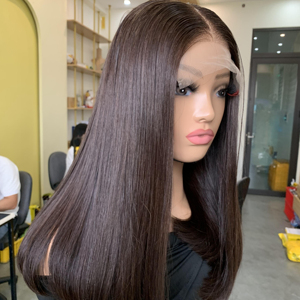 Vnhl Vietnamese 100% Virgin Remy Natural Human Hair Extensions Wigs Lace 1B Silky Straight Wave <b>Machine</b> Double Weft <b>Stretched</b> - Product Image 1