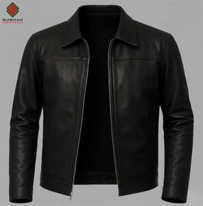 Blouson aviateur en cuir bordeaux fait main, uni, décontracté, hiver, fermeture éclair, col mandarin, coupe ajustée, service OEM - Product Image 4