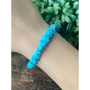 Kingman Turquoise & Sterling Silver Beaded <b>Bracelet</b> Navajo Ethnic Style with Pearl Designed for Kings - Product Image 2