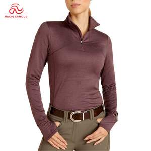 Camisas de equitación de manga larga para mujer, de alta calidad, con logo personalizado impreso, transpirables, de poliéster/nailon, tela ligera. - Product Image 1