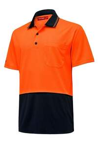 Trabajo de seguridad de alta visibilidad personalizado para hombre para polo 100% poliéster patrón sólido manga corta bolsillo tejido para actividades al aire libre - Product Image 3