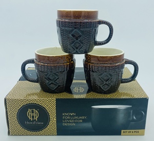 Ensemble de 6 tasses en céramique au design moderne, styles et couleurs assortis, capacité de 6oz, va au lave-vaisselle et au micro-ondes pour les boîtes-cadeaux de fête - Product Image 1
